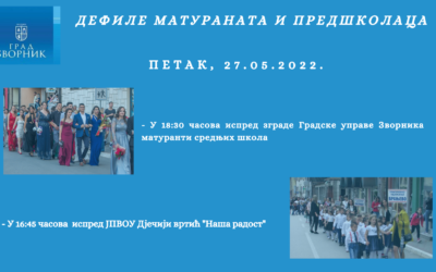 У петак дефиле матураната и завршна приредба вртића