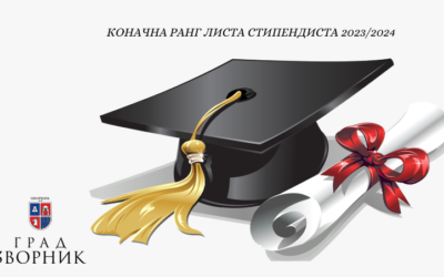Град Зворник: Коначна ранг листа за стипендије у 2024. години